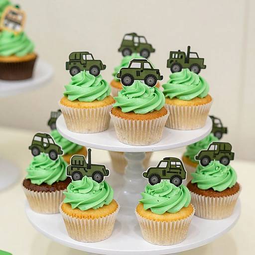 Army-Themed Cupcakes with Green Frosting
