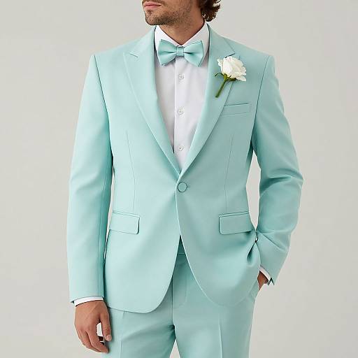 Realistic Mint Green Groom Suit
