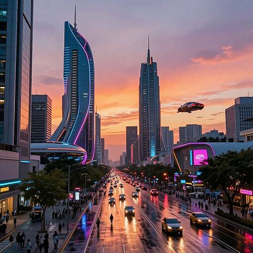Futuristic Salvador Cityscape at Sunset