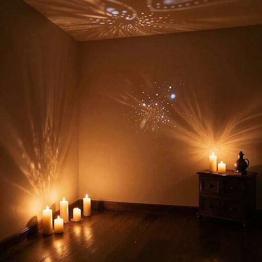 Candlelit Room with Floating Reflections