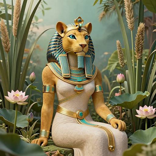 Sakhmet Portrait in Lush Oasis