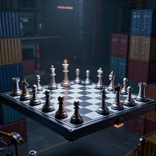 Cyberpunk 3D Chessboard Battle Scene