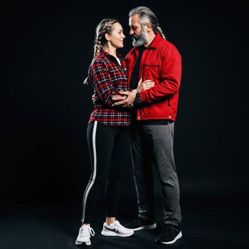 Romantic Couple Embracing in Style