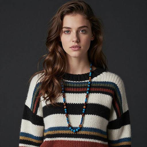 Portrait of Woman in Plaid Sweater