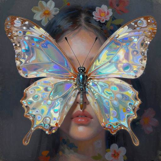 Cyberpunk Mechanized Holographic Butterfly