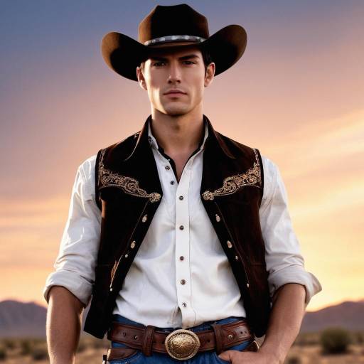 Young Cowboy in Western Attire at Sunset
