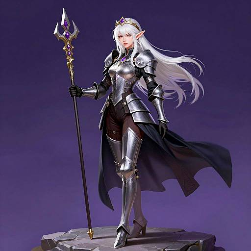 Elegant Female Elf in Dark Armor