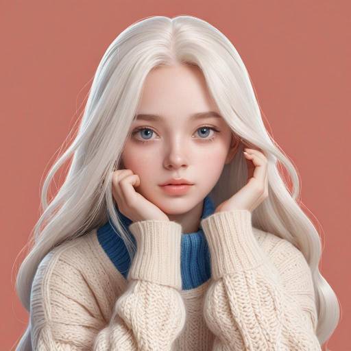 Anime Portrait: Woman with White Hair