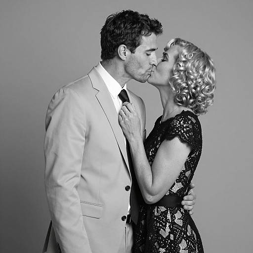 Intimate Black and White Kissing Portrait