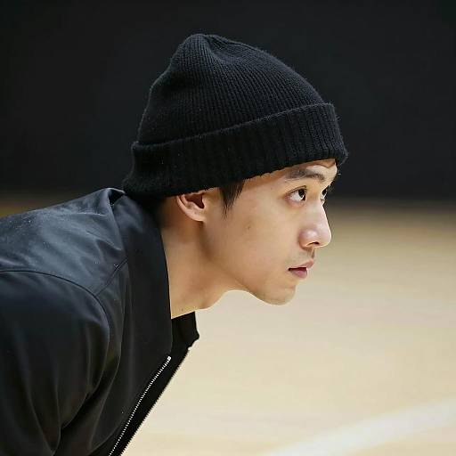 Man in Black Beanie Profile Portrait