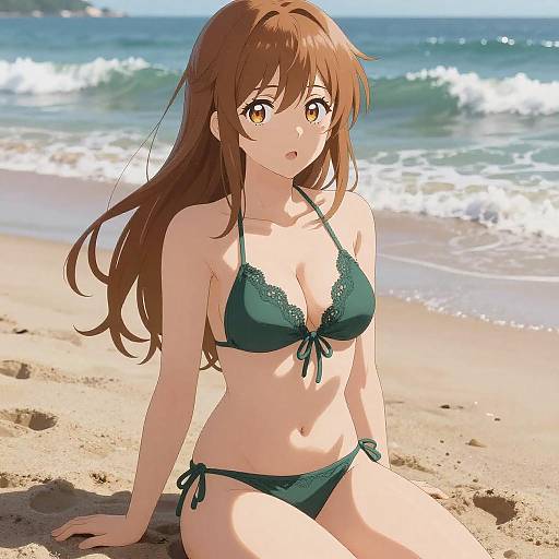 Anime Woman on Sandy Beach