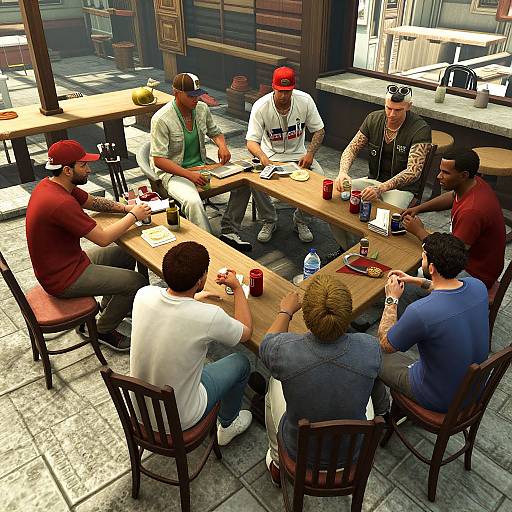 GTA Style Pub Scene in Sunlight