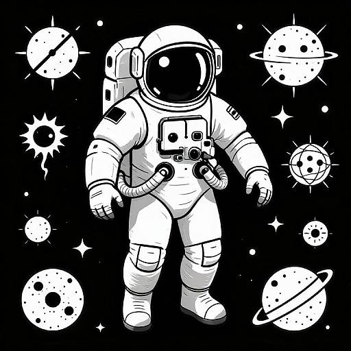 Black and White Astronaut Horror Illustration