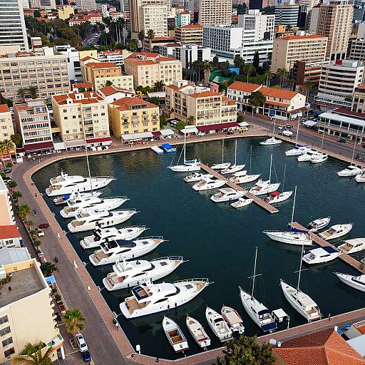 Vivid Aerial View of Bustling Marina