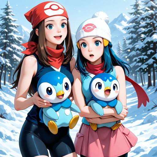 Piplup and Girls: A Colorful Encounter