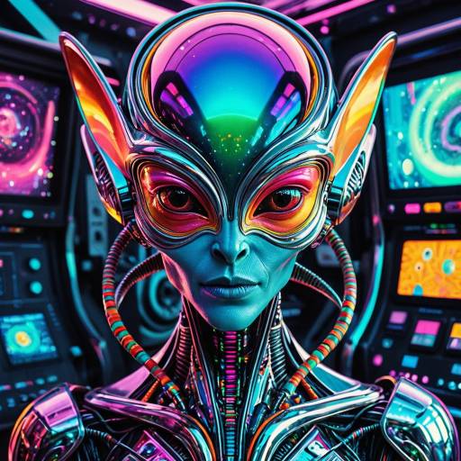 Vibrant Futuristic Alien Portrait Art