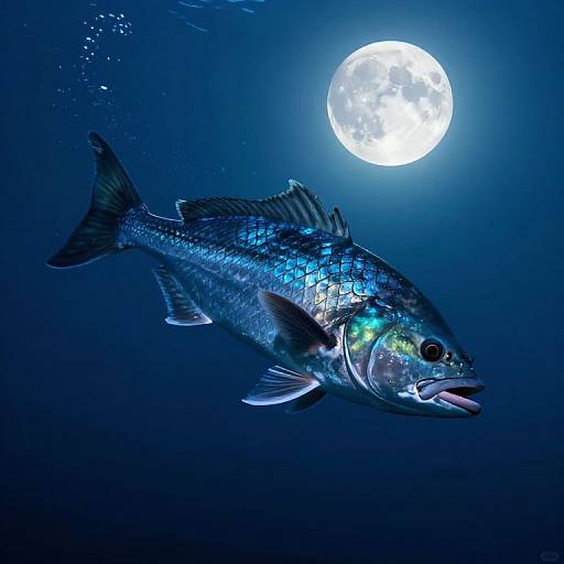 Colossal Fish Beneath Luminous Moon