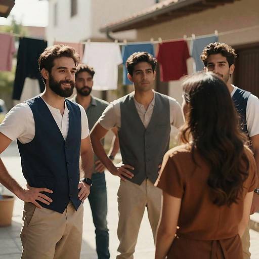 Sunny Street Laundry Gathering with Friends