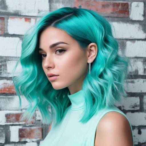 Portrait of woman with vibrant turquoise hair