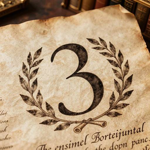 Photograph of aged parchment with large black number 