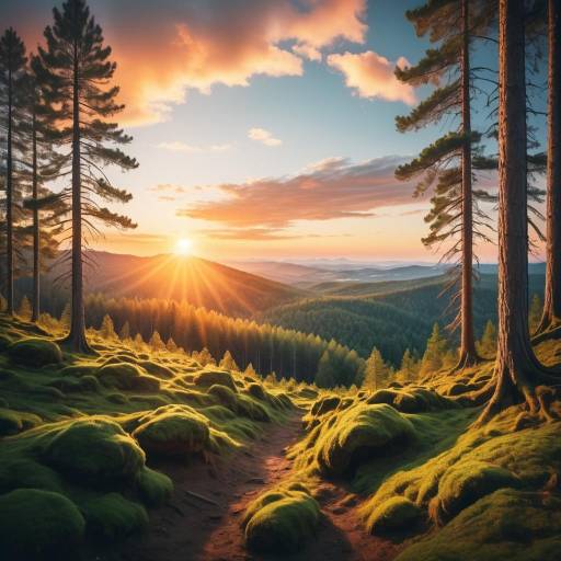 Cinematic Dreamy Forest Sunset View