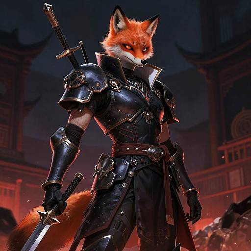 Epic Cyberpunk Fox Samurai Warhammer Poster