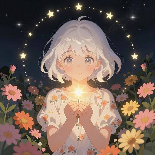 Enchanting Anime Girl with Flowers