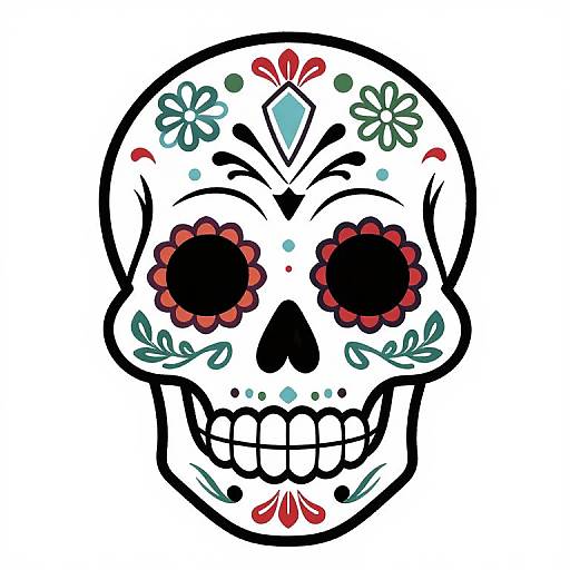 Intricate Symmetrical Sugar Skull Illustration