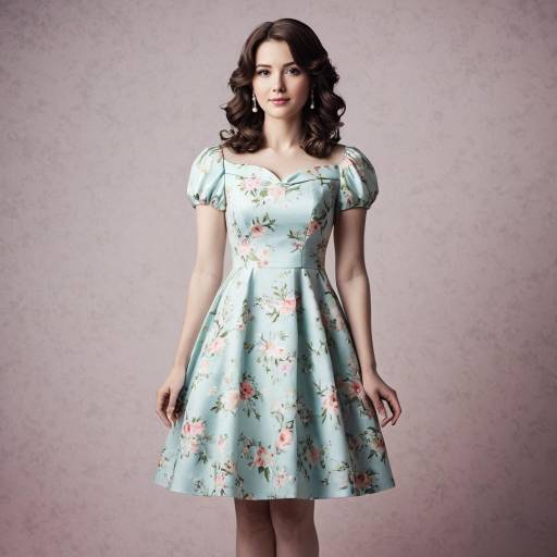 Woman in Pastel Floral Knee-Length Dress