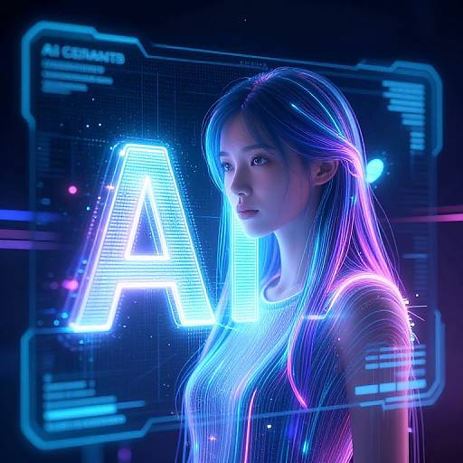 Futuristic AI Girl Digital Interface
