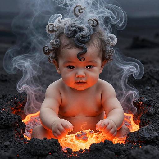 Volcanic Ash Baby with Molten Eyes