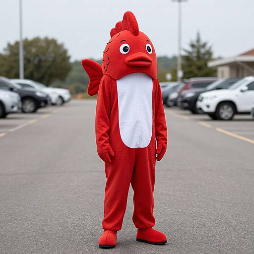 Person in Red Fish Costume
