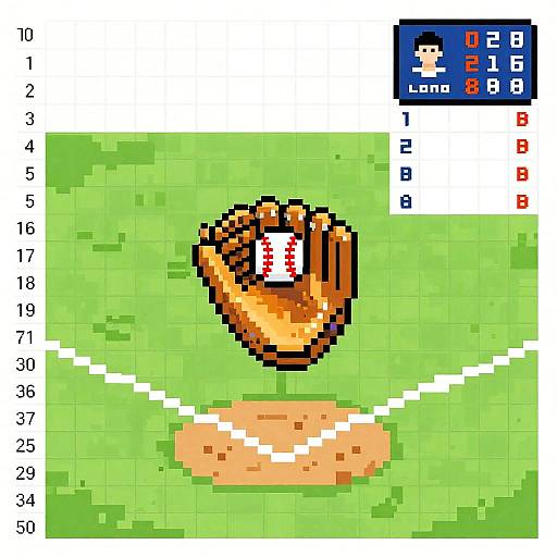 Pixel Art Baseball Glove in Spreadsheet