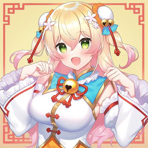 Illustration of Momosuzu nene (old design), hololive in the style of Munlu (wolupus)