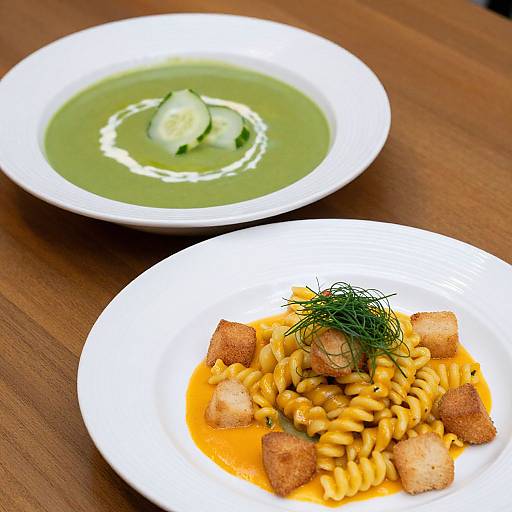 Elegant Duo of Vibrant Gourmet Dishes