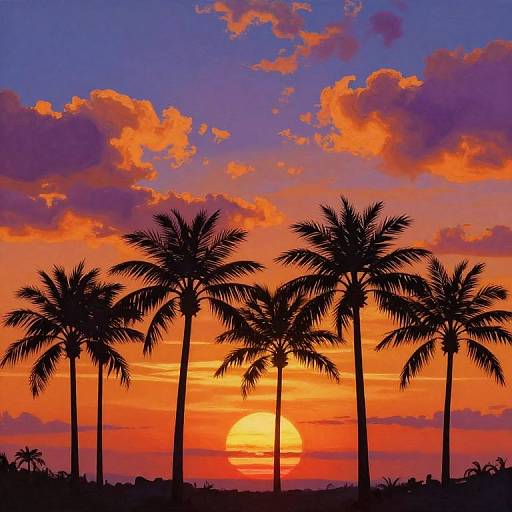 Sunset Silhouettes with Palm Trees