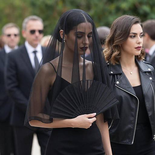Elegant Women in Black Attire Outdoors