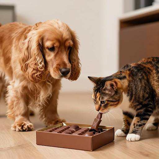Golden Cocker Spaniel and Cat Quarrel
