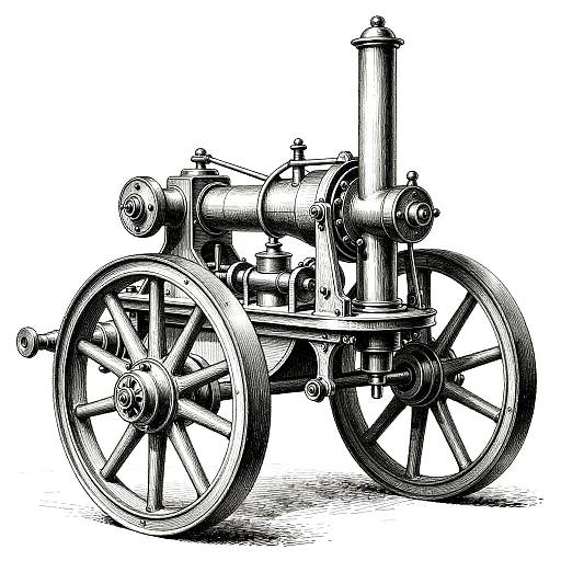 Vintage Machinery Pen-and-Ink Drawings