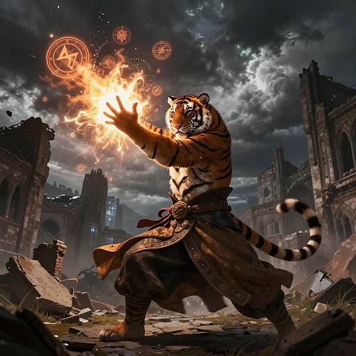 Tabaxi Sorcerer Arcane Battle Scene