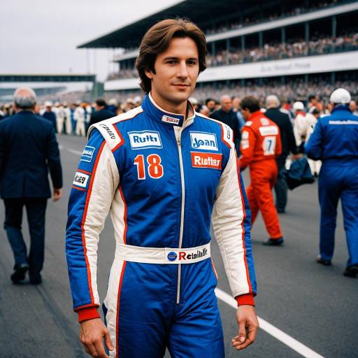 Race Driver in Classic Blue and White Suit
