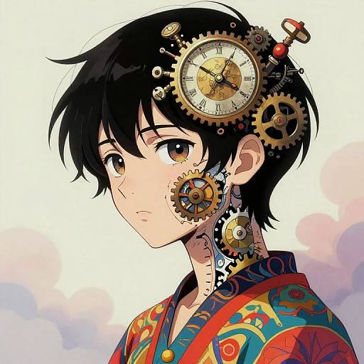 Surreal Anime Clockwork Portrait