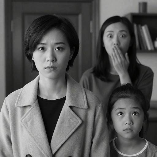 Dramatic Black-and-White Portrait of Three Women