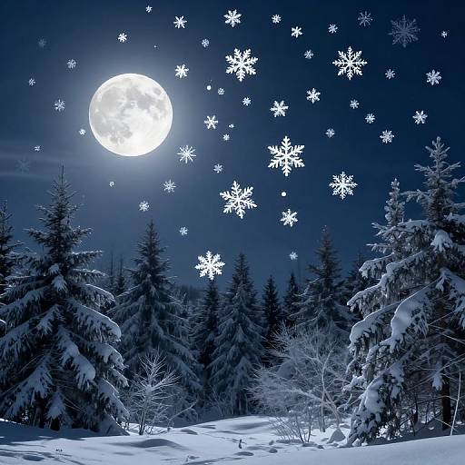 Glowing Snowflakes Ascend to Moon