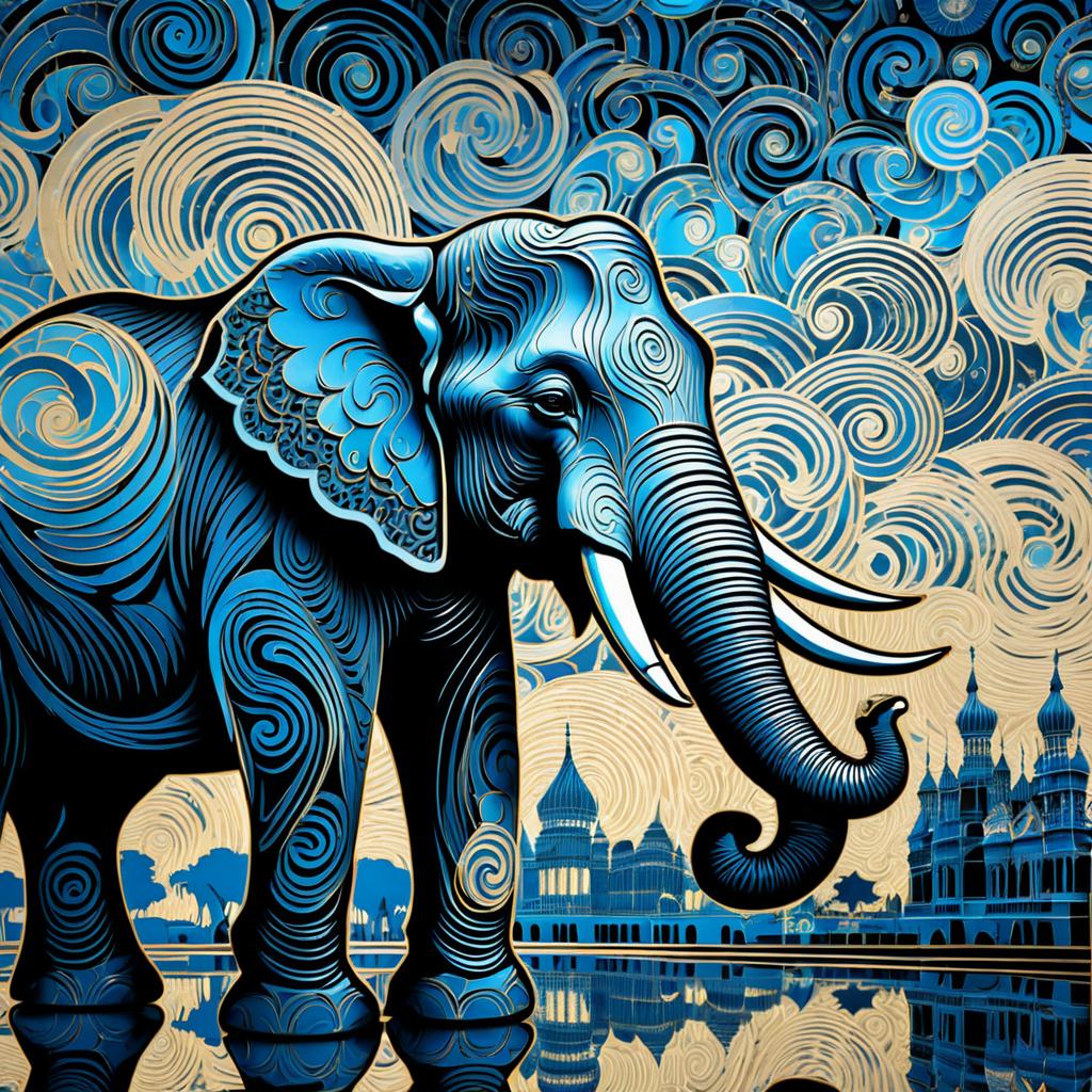 Elephant Portrait in Van Gogh Style