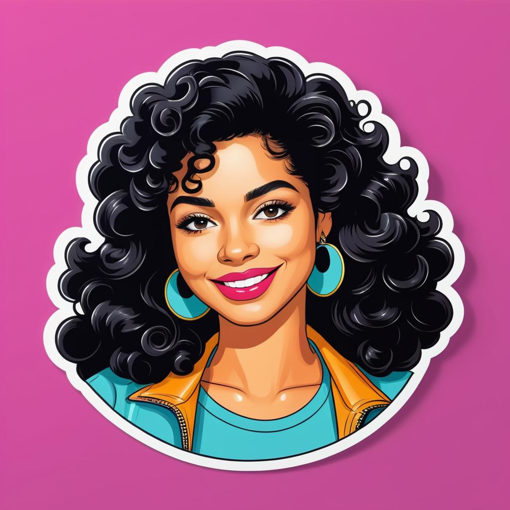 Retro 80s Sticker Illustration of Woman