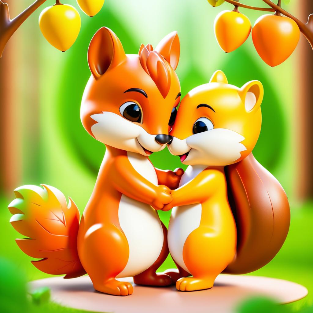 Adorable Squirrel and Acorn Embrace