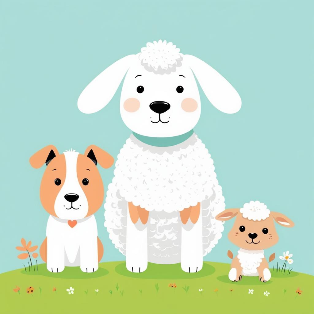 Whimsical Friendship: Rabbit, Dog, and Lamb