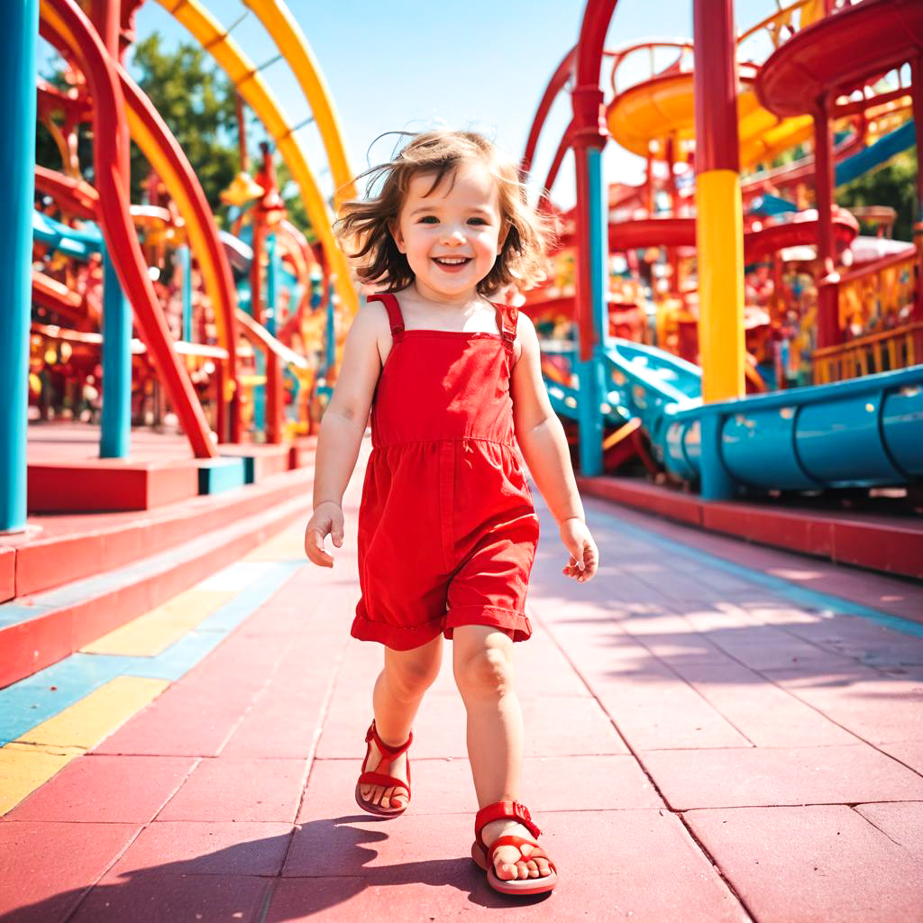 Joyful Child at Colorful Amusement Park