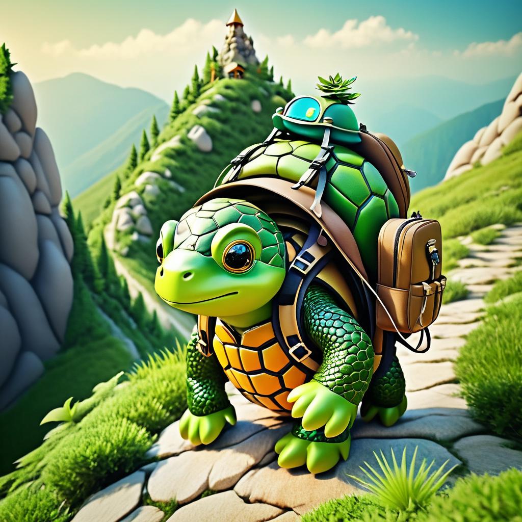 Whimsical Turtle Hiking Adventure